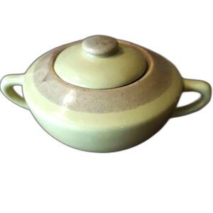 Brock Desert Mist Ceramic Chartreuse & Brown Sugar Bowl with Lid